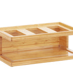 Thumbnail image #1 for Cal-Mil 3823-60 3-Section Cereal Dispenser with Pull & Serve Mechanism, Bamboo, 375 cu. in. per Cylinder