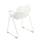 Thumbnail image #2 for Grosfillex US137710 Stackable Outdoor Resin Armchair with Lattice Back, Solid Resin Seat and Powder-Coated Steel Frame Case of 4