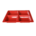 Thumbnail image #1 for Thunder Group Passion PS5104RD 4-Compartment Melamine Plate, Red, Square, 13-1/2" Case of 36