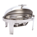 Thumbnail image #1 for Alegacy Foodservice Products Sonata Serenade AL402A Oval Roll-Top Chafing Dish, 9-1/2 qt, Stainless Steel, Canned Heat