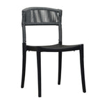 Thumbnail image #1 for Grosfillex UT837017 Outdoor Resin Side Chair, Corded Rope Backrest, Fiberglass-Reinforced, Heather Gray/Black Case of 16