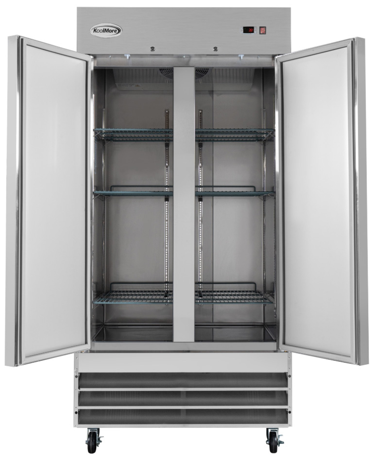 Product image #6 for KoolMore Two-Section Reach-In Freezer, 35 Cu. Ft., Bottom-Mount Self-Contained, Stainless Steel, Solid Doors