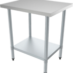 Thumbnail image #1 for ATSMFG MET MET-WTE-2430 ATS MFG Stainless Steel Work Table, 30"W x 24"D x 35"H, 18-Gauge 430 Stainless Top, Galvanized Undershelf