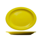 Thumbnail image #1 for International Tableware Cancun CAN-14-Y Ceramic Oval Platter, 13-1/4" x 10-3/8", Narrow Rim, Rolled Edge, Yellow 1 Dozen