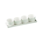 Thumbnail image #1 for CAC China Gourmet Collection DT-SQ10 Porcelain Tray and Bowl Set with Four 2 oz Round Bowls Case of 10