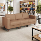 Thumbnail image #2 for Flash Furniture Hercules - Artemis ZB-8921-3S-COGNAC-GG Reception Sofa, 84-3/4"W, Cognac LeatherSoft, 4 AC/2 USB/2 USB-C Ports