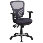 Thumbnail image #1 for Flash Furniture HL-0001-DK-GY-GG Swivel Task Chair, Adjustable Height, Mesh Back, Padded Arms, Upholstered Seat, Casters