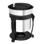 Thumbnail image #1 for Eastern Tabletop Lion-Head 3107LHMB 7 qt Stainless Steel Marmite Soup Chafer with Hinged Cover