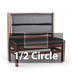 Thumbnail image #1 for JustChair Manufacturing JBSB-WT-UHC-HC-42-GR1/COM Half-Circle Banquette Booth, 2 Corners, 42"H, Wood Frame, Upholstered Back and Seat