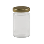 Thumbnail image #1 for JB Prince X406 Mini Glass Condiment Jar, 2.4 oz, Gold Plastic Screw-Top Cap, Transparent