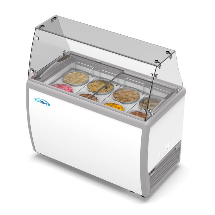 Product image #5 for KoolMore 50-Inch Ice Cream Dipping Display Freezer with Sliding Glass Door, Sneeze Guard, and 8 Tubs, 13 Cu. Ft.