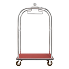 Thumbnail image #1 for AARCO Products LC-3C-4P Bellman Luggage Cart, Red Carpet Deck, Chrome Frame, 8" Pneumatic Wheels