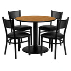 Thumbnail image #1 for Flash Furniture MD-0006-GG 36-Inch Round Table and 4 Black Vinyl Chair Set, Natural Laminate