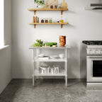 Thumbnail image #2 for Flash Furniture NH-WT-GU-2436-GG Portable Stainless Steel Prep & Work Table, 36"W x 24"D, 18-Gauge Top, Adjustable Galvanized Undershelf