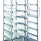 Thumbnail image #1 for Quantum PS-DBC-7WB7SWT Double-Bay Partition Storage Cart with 7 Wire Baskets, 7 Shelves, White, 44"W x 29-1/2"D x 74-1/2"H
