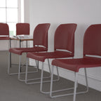 Thumbnail image #2 for Flash Furniture RUT-238A-BY-GG Stackable Reception Chair, Polypropylene Seat and Back, Metal Frame, Burgundy