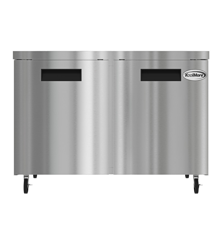 Product image #6 for KoolMore 48-Inch Two-Section Undercounter Reach-In Refrigerator with Solid Stainless Steel Doors