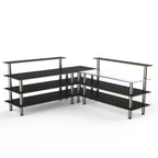 Thumbnail image #1 for Steelite International Mogogo, Modular MGCMLB05MSXF Modular 3-Tier Corner Buffet Station, Stainless Steel Workspace, Marble-Look Laminate Top