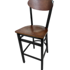 Thumbnail image #1 for Oak Street BM-262 Armless Bar Stool with Kidney-Shaped Wood Back and Welded Steel Frame