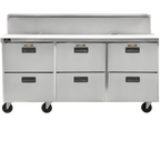Thumbnail image #2 for Traulsen Dealer's Choice CLPT-7220-DW 72-Inch 6-Drawer Stainless Steel Prep Table Refrigerator, Holds 20 1/6 Pans