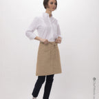 Thumbnail image #1 for Chef Works F28 -KHA-0 Bistro Apron, 19"L x 27-1/2"W, Half-Length, 2-Pocket, 65/35 Poly/Cotton, Khaki