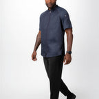 Thumbnail image #1 for Chef Works CBZ04-GRY-2XL Chef Coat, Raglan Short Sleeve, Center Zipper, Thermometer Pockets, Grey, 2XL