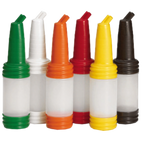 Thumbnail image #1 for TableCraft Products PourMaster N32A 1-Quart Pour Bottle with Long-Neck Top and Assorted Color-Coded Caps Case of 12