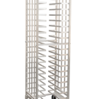 Thumbnail image #1 for New Age Universal 99309 Mobile Aluminum Pizza Pan Rack, Single Wide/Deep, Open Sides, 20-Pan Capacity, 2-3/8" Spacing