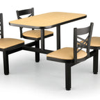Thumbnail image #1 for JustChair Manufacturing CLUS-RD42-4S-MB 42-Inch Round Cluster Table with 4 Padded Swivel Seats, Black Welded Steel Frame, Laminated Top