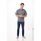 Thumbnail image #1 for Chef Works Springfield BCSZ009-INB-4XL Men's Short-Sleeve Chef Coat, 65/35 Poly/Cotton, Ink Blue, 4XL