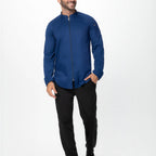 Thumbnail image #1 for Chef Works CBZ02-OCB-M Long-Sleeve Chef Coat, Raglan Sleeves, Center Zipper, Ocean Blue, Medium