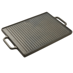 Thumbnail image #1 for Matfer Bourgeat Guison 071058 Cast Iron Reversible Griddle, Smooth and Grooved Sides, Two Handles, 19-2/3" x 13-3/4"