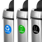 Thumbnail image #2 for Alpine Industries ALP470-65L-1-R-T-CO 3-Stream Stainless Steel Recycling, Trash & Compost Bin, 17 Gallon Each, Brushed Finish