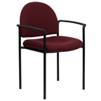 Thumbnail image #1 for Flash Furniture BT-516-1-BY-GG Stackable Side Reception Chair, Burgundy Upholstery, Curved Arms, Black Tubular Steel Frame