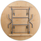 Thumbnail image #2 for Flash Furniture XA-60-BIRCH-M-GG 60" Round Folding Banquet Table, 3/4" Plywood Birchwood Surface, Aluminum Edge