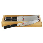 Thumbnail image #2 for Zwilling J.A. Henckels Miyabi 1019925 4-Piece Steak Knife Set, VG-10 Steel, 65-Layer Flower Damascus, Black Micarta Handles