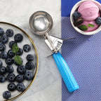 Thumbnail image #2 for New Star Foodservice Inc. 34820 Ice Cream Disher Scoop, Size 16, Stainless Steel, Blue Handle Case of 72