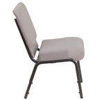 Thumbnail image #2 for Flash Furniture Hercules FD-CH0221-4-SV-GYDOT-GG Extra Wide Stackable Church Chair, Gray Dot-Pattern Fabric, Silver Vein Frame