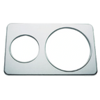 Thumbnail image #1 for Duke Manufacturing 33 Stainless Steel Adapter Plate with 10-1/2-Inch and 6-1/2-Inch Round Cutouts, 13 x 21 Inches