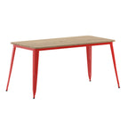 Thumbnail image #2 for Flash Furniture JJ-T146120-BRRD-GG Indoor/Outdoor Rectangular Dining Table, 60"W x 30"D x 30"H, Resin Top, Steel Base, Brown/Red