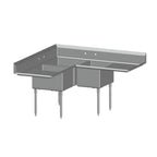 Thumbnail image #1 for SPG International Universal Stainless CS-3N16-2D-16 3-Compartment Corner Sink, 16" Compartments, Left & Right Drainboards, 12" Deep