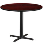 Thumbnail image #1 for Flash Furniture XU-RD-42-MAHTB-T3333-GG Round Dining Table, 42" Diameter, 31-1/8"H, MDF Mahogany Laminate Top, Black X-Base