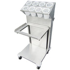 Thumbnail image #1 for IMC/Teddy TRDC-1418-2 Open Stainless Steel Tray Dispenser with Silverware Holders, 14" x 18" Trays, 24"W x 24"D x 44"H
