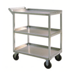 Thumbnail image #1 for New Age 97769 Aluminum Correctional Utility Cart, 3 Solid Shelves, 550 lb Capacity, 18-1/2"W x 39"H x 32-1/2"D