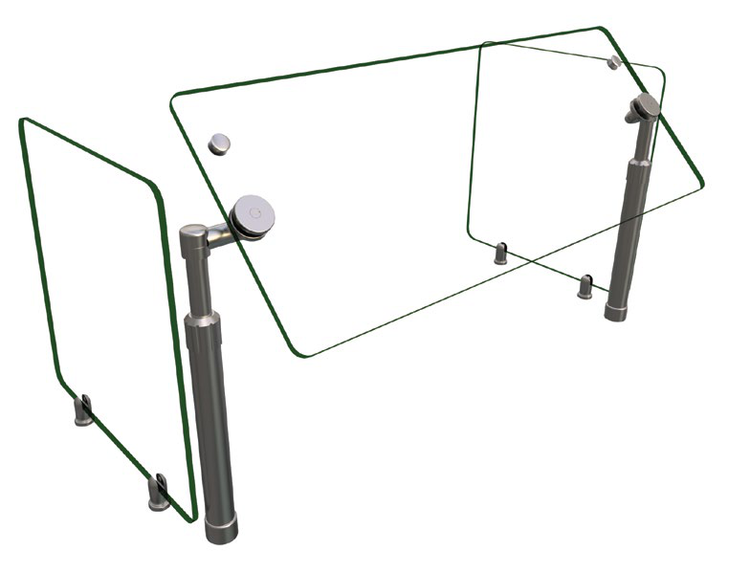 Product image #2 for 36-Inch Single-Bay Self-Service Adjustable Tempered Glass Food Shield with Swivel Face Panel