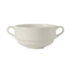Thumbnail image #1 for Tuxton China Modena AMU-044 10-1/2 oz Ceramic Double-Handled Soup Cup, Stackable Case of 2 Dozen