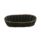 Thumbnail image #1 for Thunder Group PLBB850G Oblong Woven Plastic Fast Food Basket, 8-1/4 x 4-1/4 x 2 in, Black with Gold Trim Case of 144