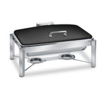 Thumbnail image #1 for Eastern Tabletop Pillard 3945/SMB 8 qt Rectangular Stainless Steel Induction Chafing Dish with Hinged Cover