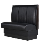Thumbnail image #1 for ATSMFG ATS AT&S-QAS-W42-3CH-BLK Single Restaurant Booth, 42"H, 3-Channel Elm Wood Top & End Caps, Dark Walnut, Black Upholstery