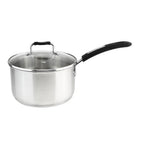 Thumbnail image #1 for Kadra Kitchenware Millvado MU-03-SP/BK 3-Quart Stainless Steel Saucepan with Glass Lid and Black Silicone Handles Case of 6